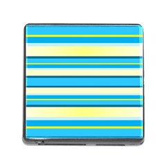 Stripes Yellow Aqua Blue White Memory Card Reader (Square)