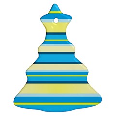 Stripes Yellow Aqua Blue White Ornament (Christmas Tree) 