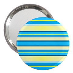 Stripes Yellow Aqua Blue White 3  Handbag Mirrors