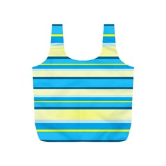 Stripes Yellow Aqua Blue White Full Print Recycle Bags (S) 