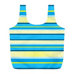 Stripes Yellow Aqua Blue White Full Print Recycle Bags (L) 