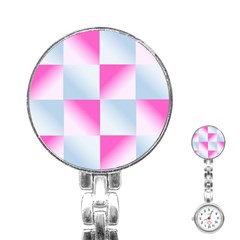 Gradient Blue Pink Geometric Stainless Steel Nurses Watch