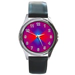 Geometric Blue Violet Red Gradient Round Metal Watch Front