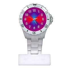 Geometric Blue Violet Red Gradient Plastic Nurses Watch