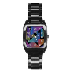 Triangle Gradient Abstract Geometry Stainless Steel Barrel Watch