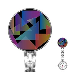 Triangle Gradient Abstract Geometry Stainless Steel Nurses Watch