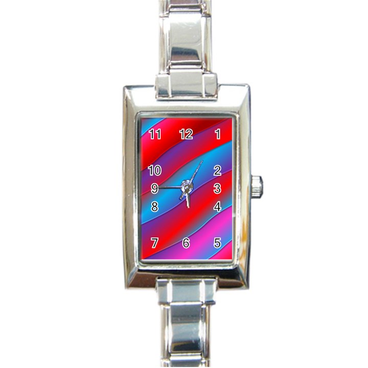 Diagonal Gradient Vivid Color 3d Rectangle Italian Charm Watch