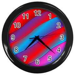 Diagonal Gradient Vivid Color 3d Wall Clocks (Black)