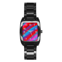 Diagonal Gradient Vivid Color 3d Stainless Steel Barrel Watch