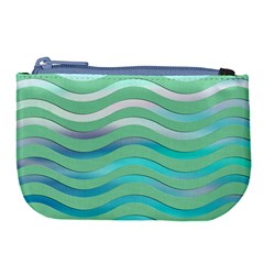 Abstract Digital Waves Background Large Coin Purse