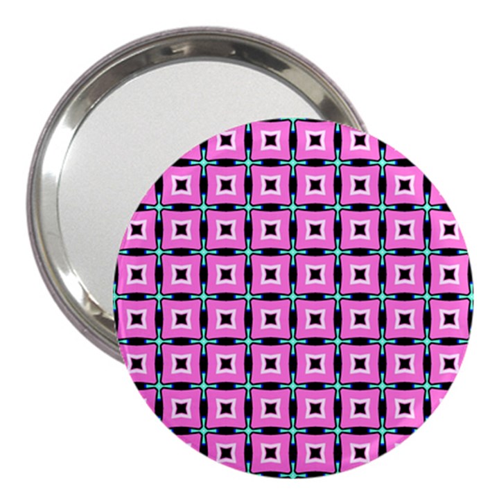 Pattern Pink Squares Square Texture 3  Handbag Mirrors