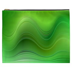 Green Wave Background Abstract Cosmetic Bag (xxxl)  by BangZart