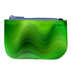 Green Wave Background Abstract Large Coin Purse