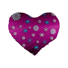 Snowflakes 3d Random Overlay Standard 16  Premium Flano Heart Shape Cushions