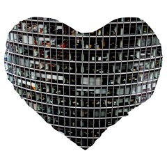 Skyscraper Glass Facade Offices Large 19  Premium Flano Heart Shape Cushions