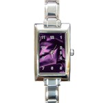 Shiny Purple Silk Royalty Rectangle Italian Charm Watch Front
