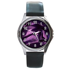 Shiny Purple Silk Royalty Round Metal Watch by BangZart