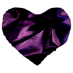 Shiny Purple Silk Royalty Large 19  Premium Heart Shape Cushions