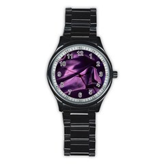 Shiny Purple Silk Royalty Stainless Steel Round Watch by BangZart