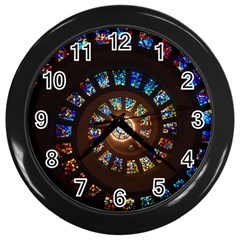 Stained Glass Spiral Circle Pattern Wall Clocks (black) by BangZart