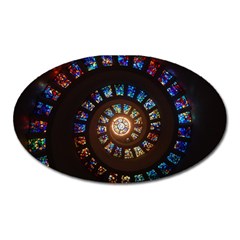 Stained Glass Spiral Circle Pattern Oval Magnet by BangZart