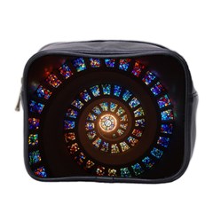 Stained Glass Spiral Circle Pattern Mini Toiletries Bag 2-side by BangZart