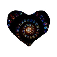 Stained Glass Spiral Circle Pattern Standard 16  Premium Heart Shape Cushions