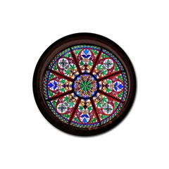 Church Window Window Rosette Rubber Round Coaster (4 Pack)  by BangZart