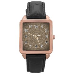 Background Mandala Rose Gold Leather Watch 