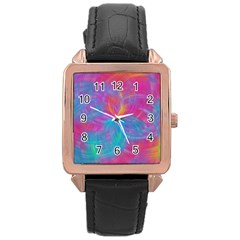 Abstract Fantastic Fractal Gradient Rose Gold Leather Watch 