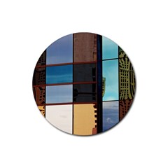 Glass Facade Colorful Architecture Rubber Coaster (round)  by BangZart