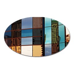 Glass Facade Colorful Architecture Oval Magnet by BangZart