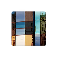 Glass Facade Colorful Architecture Square Magnet by BangZart