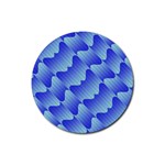 Gradient Blue Pinstripes Lines Rubber Coaster (Round)  Front