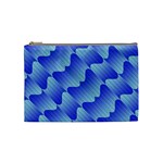 Gradient Blue Pinstripes Lines Cosmetic Bag (Medium)  Front