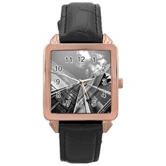 Architecture Skyscraper Rose Gold Leather Watch 