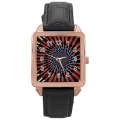 The Fourth Dimension Fractal Noise Rose Gold Leather Watch 