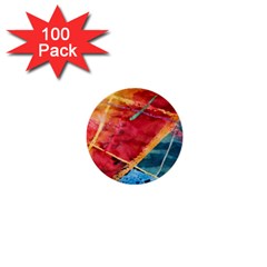 Painting Watercolor Wax Stains Red 1  Mini Buttons (100 Pack)  by BangZart