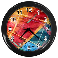 Painting Watercolor Wax Stains Red Wall Clocks (black) by BangZart