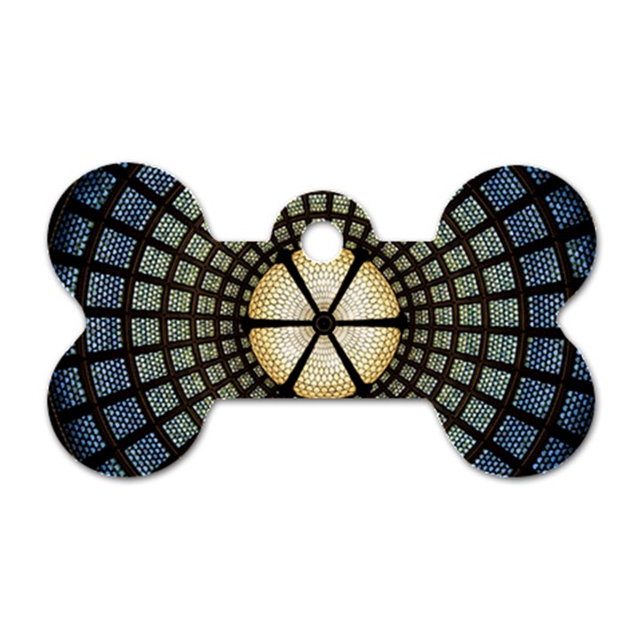 Stained Glass Colorful Glass Dog Tag Bone (One Side)