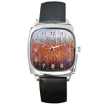 Glass Colorful Abstract Background Square Metal Watch Front