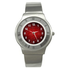 Red Grunge Texture Black Gradient Stainless Steel Watch by BangZart