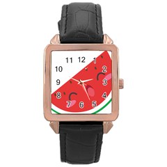 Watermelon Red Network Fruit Juicy Rose Gold Leather Watch 