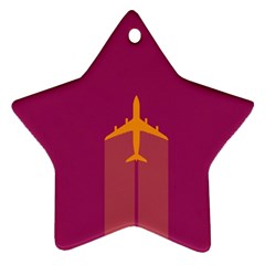 Airplane Jet Yellow Flying Wings Ornament (star) by BangZart