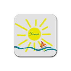 Summer Beach Holiday Holidays Sun Rubber Coaster (square)  by BangZart