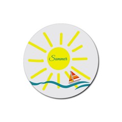 Summer Beach Holiday Holidays Sun Rubber Round Coaster (4 Pack) 