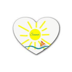 Summer Beach Holiday Holidays Sun Rubber Coaster (heart)  by BangZart