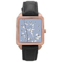 Branch Leaves Branches Plant Rose Gold Leather Watch 