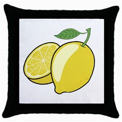 Lemon Fruit Green Yellow Citrus Throw Pillow Case (black) by BangZart