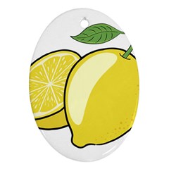 Lemon Fruit Green Yellow Citrus Oval Ornament (two Sides) by BangZart